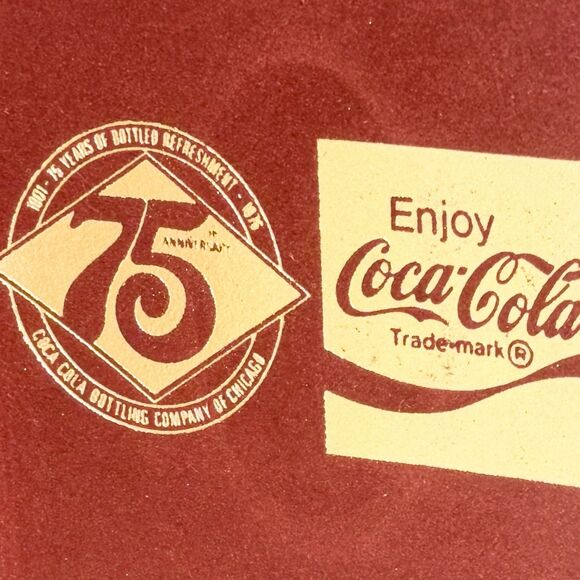 1976 Coca-Cola 75th Anniversary Invitation Cover Chicago Bottling Velvet - Picture 5 of 8
